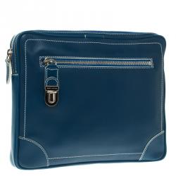 Pre Owned Marc Jacobs Matte Blue Leather The Venetia Ipad Case