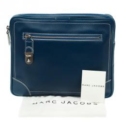 Pre Owned Marc Jacobs Matte Blue Leather The Venetia Ipad Case