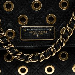 Pre Owned Marc Jacobs Black Leather Eyelets Sandy Shoulder Bag