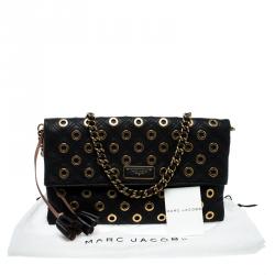 Pre Owned Marc Jacobs Black Leather Eyelets Sandy Shoulder Bag