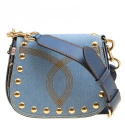 Pre Owned Marc Jacobs Blue Denim Small Studded Nomad Crossbody Bag