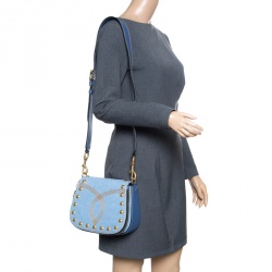 Pre Owned Marc Jacobs Blue Denim Small Studded Nomad Crossbody Bag