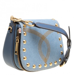 Pre Owned Marc Jacobs Blue Denim Small Studded Nomad Crossbody Bag