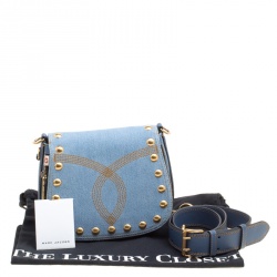Pre Owned Marc Jacobs Blue Denim Small Studded Nomad Crossbody Bag