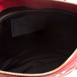 Pre Owned Marc Jacobs Red Quilted Eyelets Leather Small Nomad Hobo
