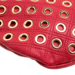 Pre Owned Marc Jacobs Red Quilted Eyelets Leather Small Nomad Hobo