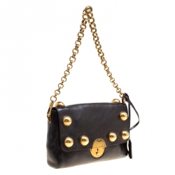 Pre Owned Marc Jacobs Black Leather Small Studded Gotham Shoulder Bag