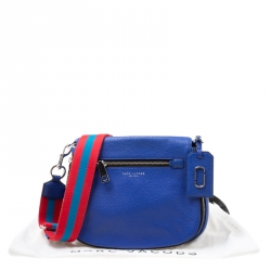 Pre Owned Marc Jacobs Blue Leather Recruit Nomad Saddle Shoulder Bag