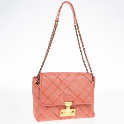 Pre Owned Marc Jacobs Multicolor Stitched Detail Logo Imprinted Shoulder Bag