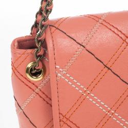 Pre Owned Marc Jacobs Multicolor Stitched Detail Logo Imprinted Shoulder Bag