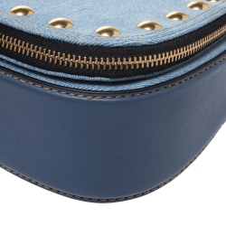 Pre Owned Marc Jacobs Blue Denim and Leather Small Studded Nomad Crossbody Bag