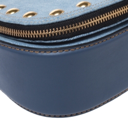 Pre Owned Marc Jacobs Blue Denim and Leather Small Studded Nomad Crossbody Bag
