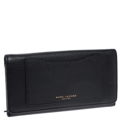 Pre Owned Marc Jacobs Black Leather Continental Flap Wallet