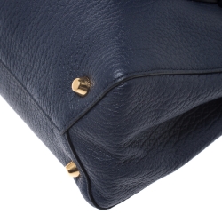 Pre Owned Marc Jacobs Midnight Blue Leather Mini T Studded Tote