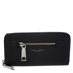 Marc Jacobs Black Leather Gotham Zip Around Wallet