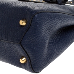 Pre Owned Marc Jacobs Midnight Blue Leather Mini T Studded Tote