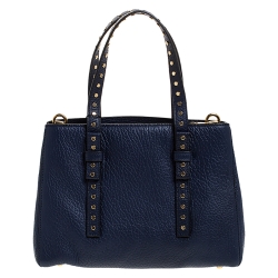 Pre Owned Marc Jacobs Midnight Blue Leather Mini T Studded Tote