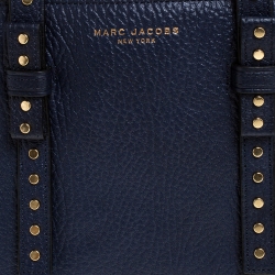 Pre Owned Marc Jacobs Midnight Blue Leather Mini T Studded Tote