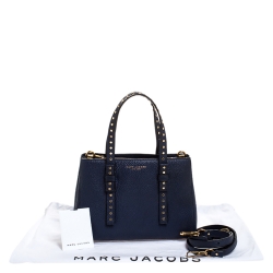 Pre Owned Marc Jacobs Midnight Blue Leather Mini T Studded Tote