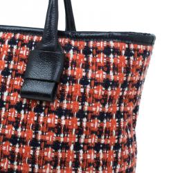 Pre Owned Marc Jacobs Orange Tweed The Hole Tote Bag