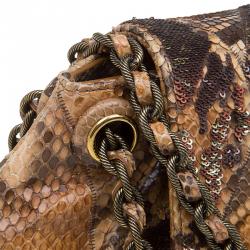 Marc Jacobs Beige Python and Sequins Mae Shoulder Bag