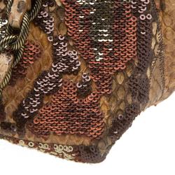 Marc Jacobs Beige Python and Sequins Mae Shoulder Bag