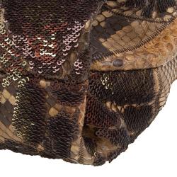 Marc Jacobs Beige Python and Sequins Mae Shoulder Bag