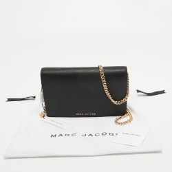 Pre Owned Marc Jacobs Black Faux Leather Chain Flap Bag