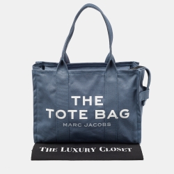 Pre Owned Marc Jacobs Blue Canvas Large The Tote Bag 