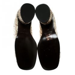 Pre Owned Marc Jacobs Metallic Gold Coarse Glitter Camilla Block Heel Ankle Boots Size 37