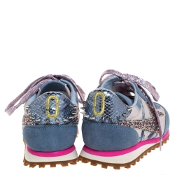 Pre Owned Marc Jacobs Multicolor Suede And Fabric Astor Lightning Bolt Low Top Sneakers Size 37