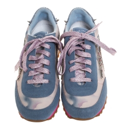 Pre Owned Marc Jacobs Multicolor Suede And Fabric Astor Lightning Bolt Low Top Sneakers Size 37