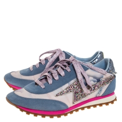 Pre Owned Marc Jacobs Multicolor Suede And Fabric Astor Lightning Bolt Low Top Sneakers Size 37