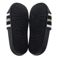 Pre Owned Marc Jacobs Monochrome Rubber Logo Web Flat Slides Size 36