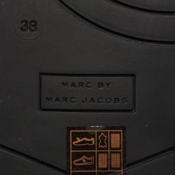 Marc Jacobs Black/Gold Leather and Mesh High Top Sneakers Size 38