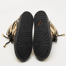 Marc Jacobs Black/Gold Leather and Mesh High Top Sneakers Size 38