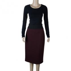 Pre Owned Marc Jacobs Burgundy High Waist Wool Skirt S