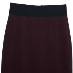 Pre Owned Marc Jacobs Burgundy High Waist Wool Skirt S