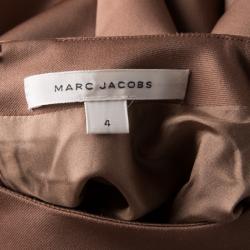 Pre Owned Marc Jacobs Brown Short Sleeve Ruffle Bottom Dress S
