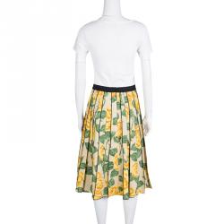 Pre Owned Marc Jacobs Beige Floral Print Pleated Midi Skirt XS