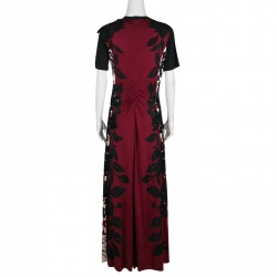 Pre Owned Marc Jacobs Leaf Printed Embroidered Short Sleeve Maxi Dress M