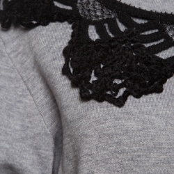 Pre Owned Marc Jacobs Grey Contrast Crochet Collar Detail Sweatshirt S
