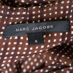 Pre Owned Marc Jacobs Brown Printed Silk Bow Detail Pleated Maxi Dress M
