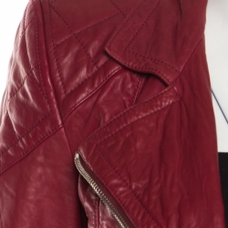 Pre Owned Marc Jacobs Brick Red Leather Quilted Shoulder Biker Jacket S