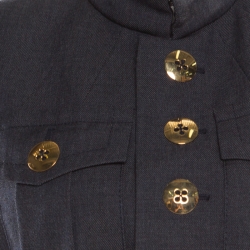 Pre Owned Marc Jacobs Indigo Wool Patch Pocket Detail Belted Jacket M