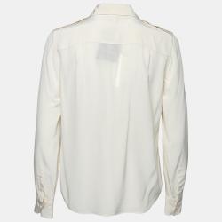 Pre Owned Marc Jacobs Ivory Silk Epaulette Detail Button Front Shirt M