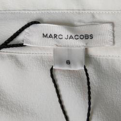 Pre Owned Marc Jacobs Ivory Silk Epaulette Detail Button Front Shirt M