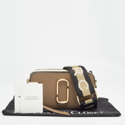 Marc Jacobs Brown/Cream Patent Leather Snapshot Camera Crossbody Bag