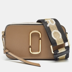 Marc Jacobs Brown/Cream Patent Leather Snapshot Camera Crossbody Bag