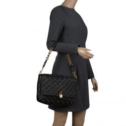 Pre Owned Marc Jacobs Black Leather Stardust Beat Shoulder Bag